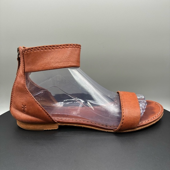 Frye Carson Ankle Zip Sandals Women’s 8 M Brown Leather - Picture 1 of 8